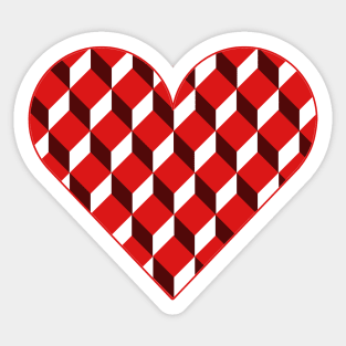 Cube Pattern Heart Sticker